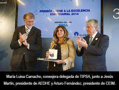 Premios AEDHE a la excelencia empresarial 2014. TIPSA elegida empresa del año